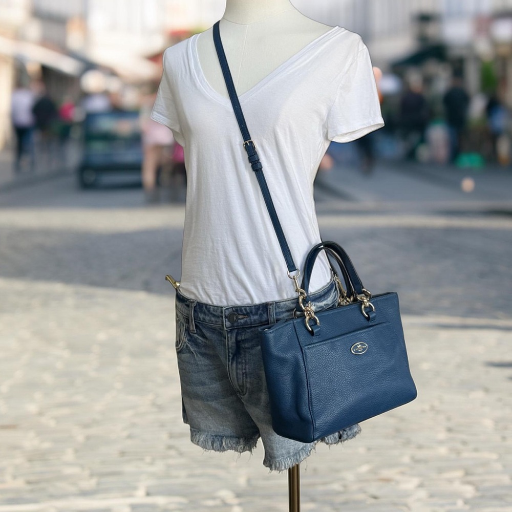 Authentic Coach Mini Ellis Blue Leather Satchel Crossbody Handbag - Picture 12 of 13